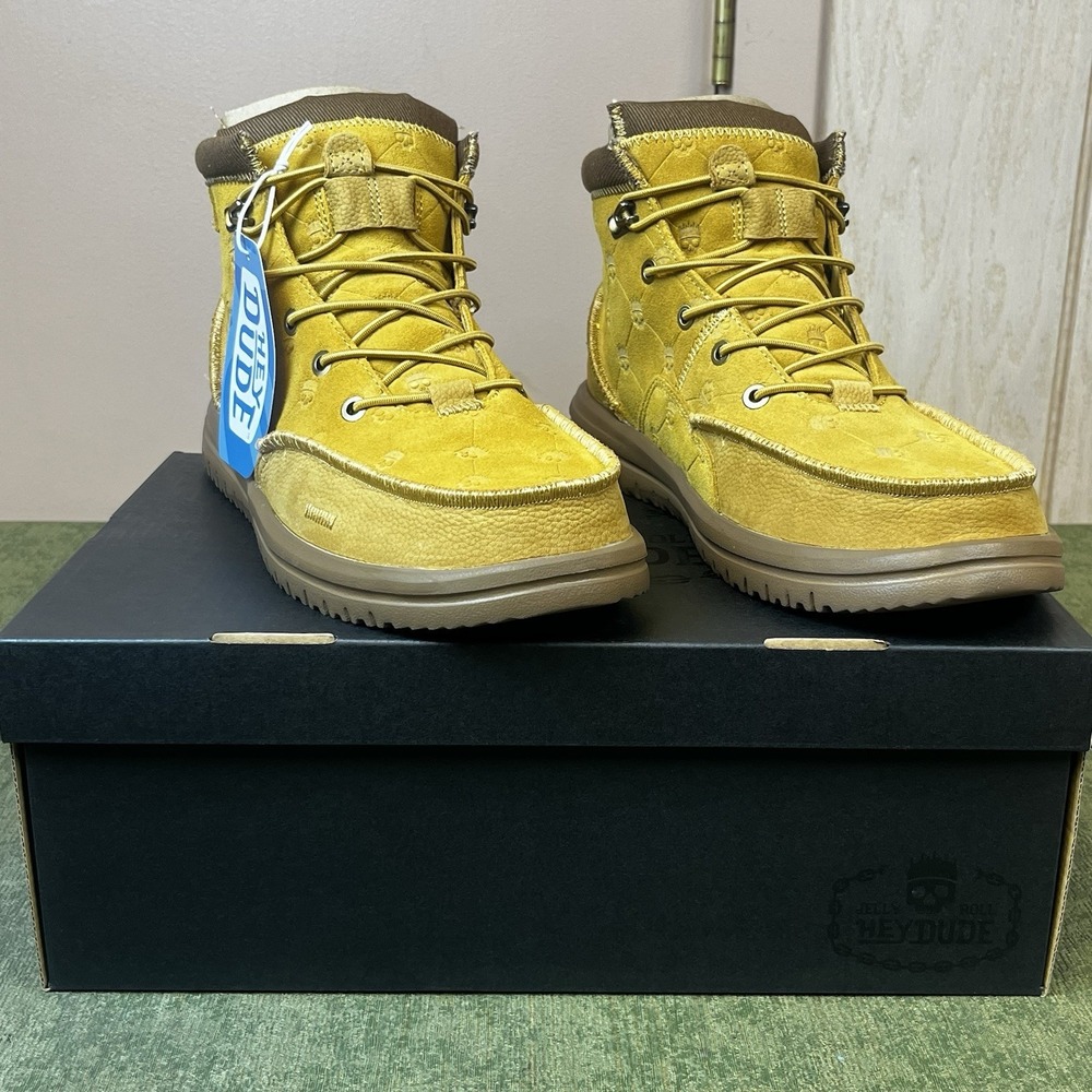 Size 11-Jelly Roll Hey Dude Suede Bradley Boot Tan Skull Print Brand New - Picture 13 of 14